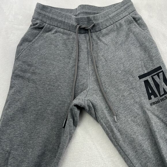 Armani Exchange S Gray Elastic Drawstring Jogger Cotton Blend Sweatpants - Picture 13 of 16